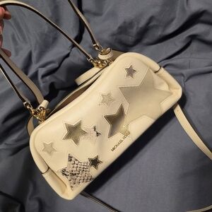 Michael Kors White and Gold Star Shoulder Bag